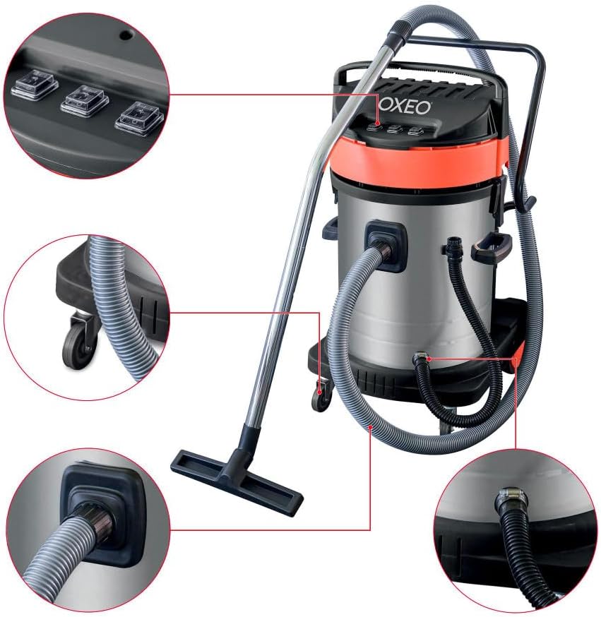 Aspirateur eau et poussière professionnel 3000W – 70 litres – Tri moteurs - sans sac - cuve 70L - livré avec accessoires