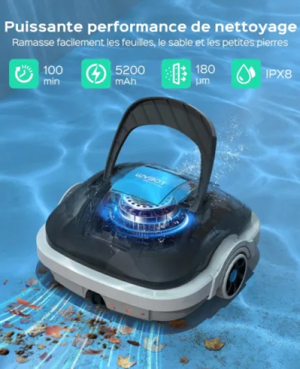 Osprey 200 Max Robot Piscine,Aspirateur Piscine sans Fil,Moteurs Doubles Nettoyeur de Piscine,Autonomie 100 Min,Stationnement Automatique,pour Piscines Hors Sol 80m²(Gris foncé)