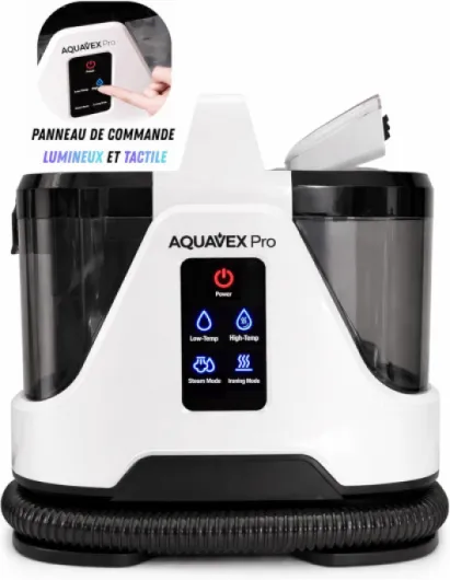 AquavexPro™ Ultra – Nettoyeur Injecteur Extracteur 1700W - 4 en 1 - Eau Froide/Chaude 65°C & Vapeur 100°C, Réservoirs 1.8L+1.1L - Shampouineuse Canapé, Tapis, Sièges Auto, Surfaces Dures, Vitres