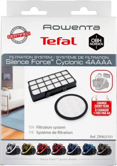 ZR903701 Kit De Filtration - Filtres Compatibles Avec Aspirateur Rowenta Silence ForceTM 4AAAA Cyclonic - Accessoire Officiel, Inconnu, Noir
