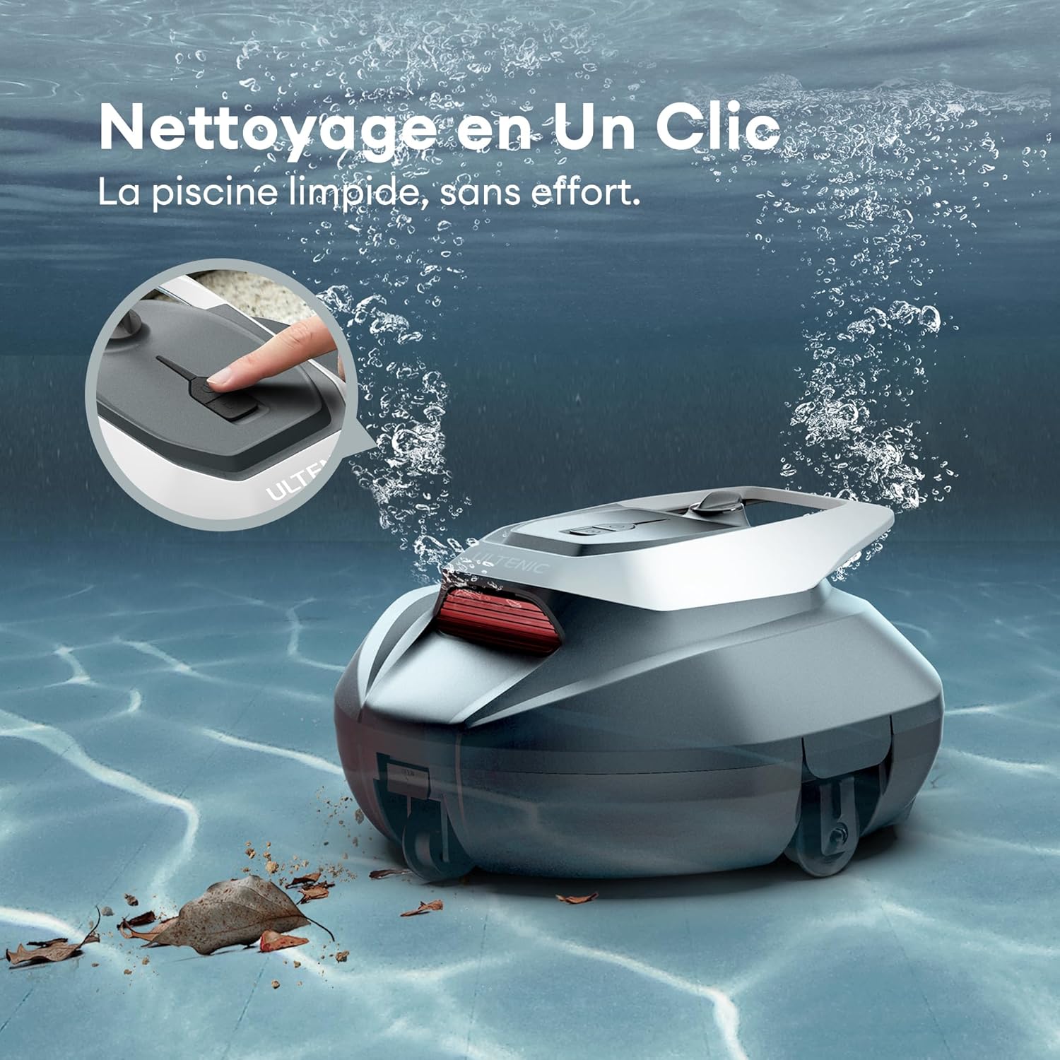 Pooleco Robot Piscine, 90Min, 80m², Robot Piscine sans Fil, Auto Stationnement, 3 Heures de Charge Rapide, Conception de Récupération sans Crochet, Convient à Une Large Gamme de Piscines Rouge