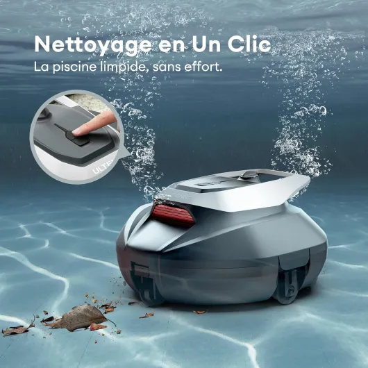 Pooleco Robot Piscine, 90Min, 80m², Robot Piscine sans Fil, Auto Stationnement, 3 Heures de Charge Rapide, Conception de Récupération sans Crochet, Convient à Une Large Gamme de Piscines Rouge