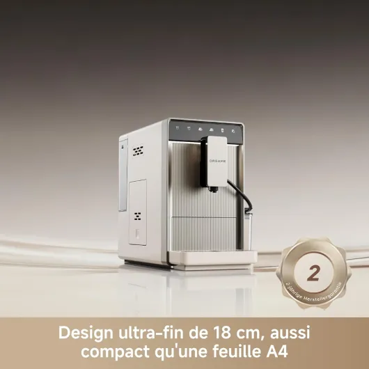 Ecceluxe Slim, Machine à expresso automatique, Un format compact pour un goût digne d'un barista, Design ultra-fin de 18 cm, Écran tactile pour préparer cinq cafés classiques