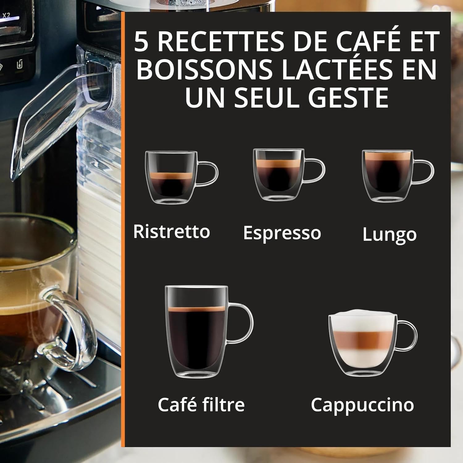 Harmony Lait, Machine espresso entièrement automatique avec buse vapeur, 5 boissons, Mousseur à lait réglable, EA5094E0, Bleu Anthracite Bleu Anthracite Milk Maestro, 5 boissons