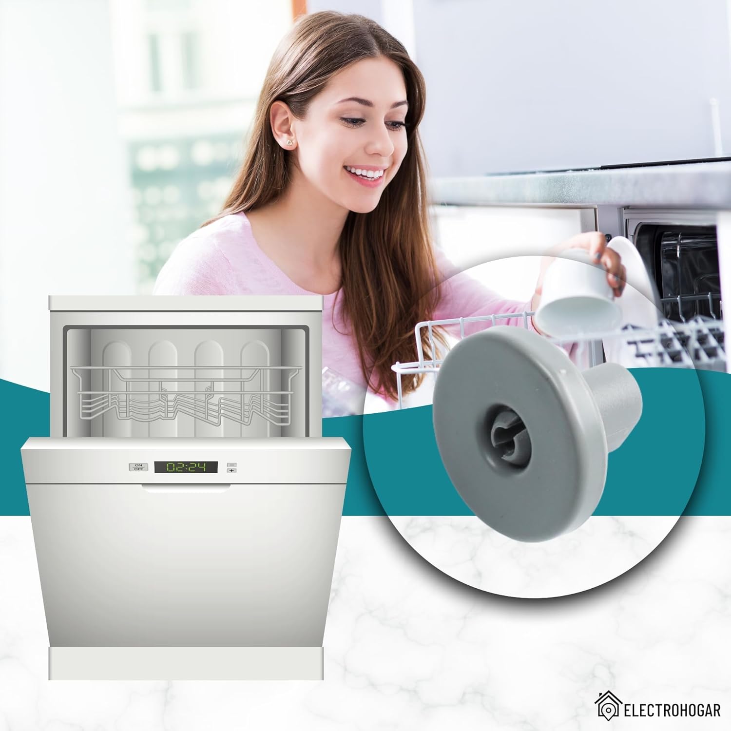 Roulettes Lave Vaisselle pour Panier Inférieur - Compatible avec Privileg, Faure, AEG, Electrolux, Zanussi.. - Jeu Complet de 8 Roues 8 Roues Inférieures