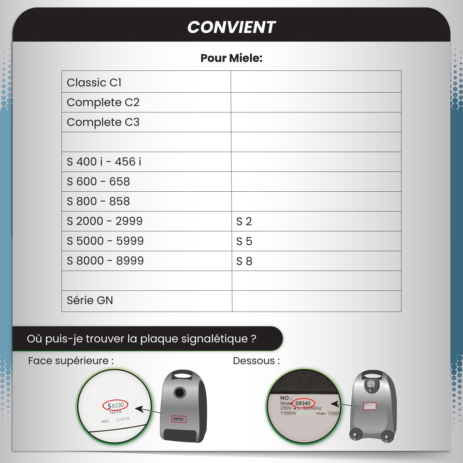 McFilter I 16 sacs à poussière compatibles avec les aspirateurs Miele série GN S2 S4 S5 S6 S8, Complete C2/C3, Classic C1 I 8 filtres inclus I MAXI BOX Sacs compatibles avec Miele