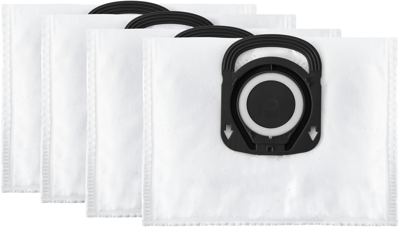 Lot de 4 sacs Hygiène+, Compatibles avec les aspirateurs traineau Compact Power, Power XXL, Silence Force, X-Trem Power ZR200520 Blanc Blanc 19.5 x 27.5 cm