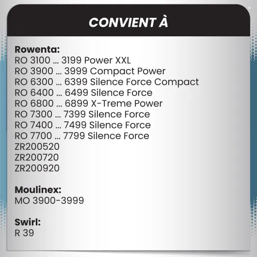 McFilter - 20 sacs à poussière pour Swirl R39 - pour Rowenta, Moulinex - R 39 - sac à poussière à 5 couches, avec disque de recouvrement en plastique et fermeture à clapet Alternative pour Swirl R 39