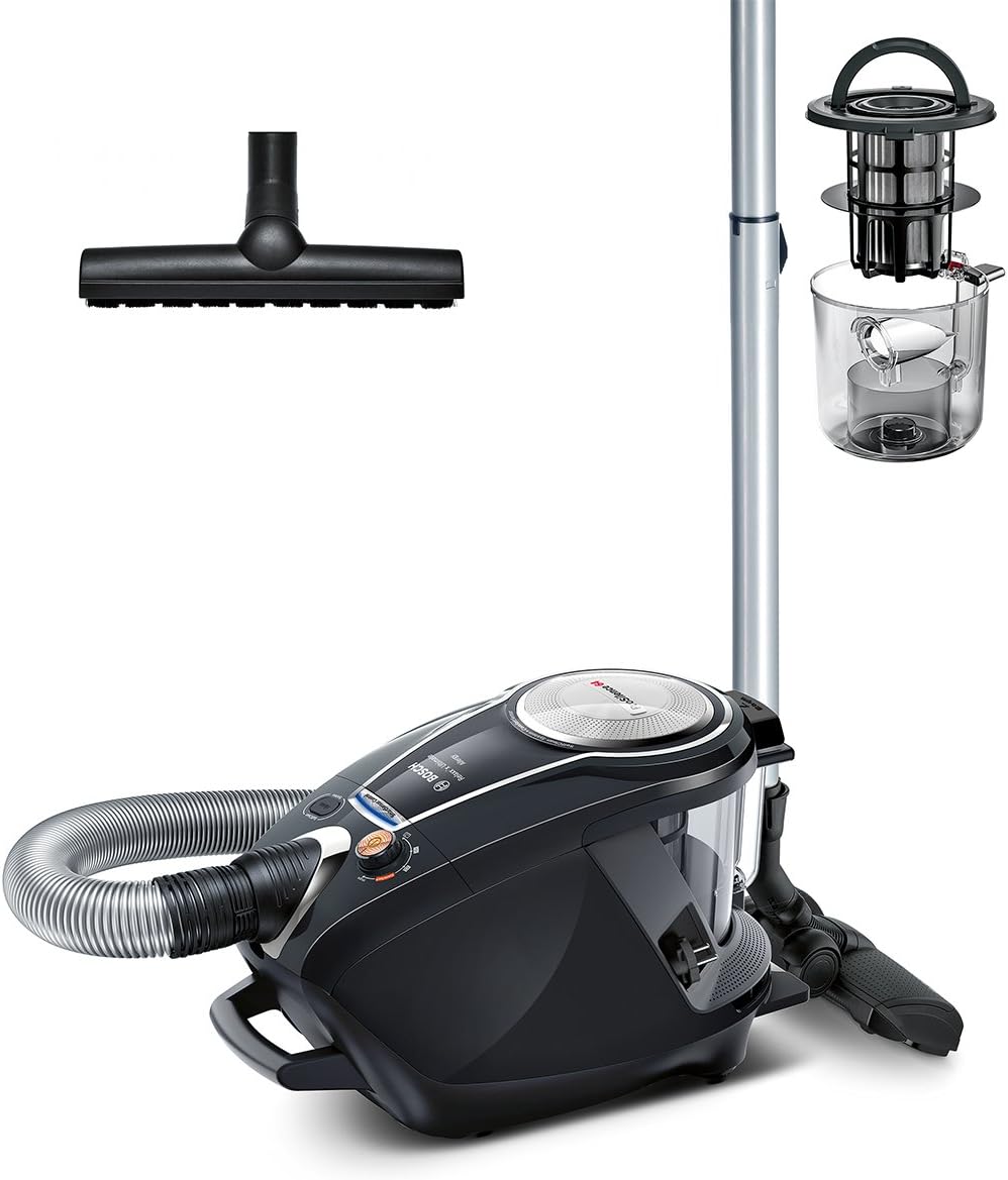 Electroménager Série 8, BGS7MS64, aspirateur traîneau sans Sac ProSilence, extrêmement Silencieux, Technologie SensorBagless et système de Nettoyage Intelligent du Filtre, Noir