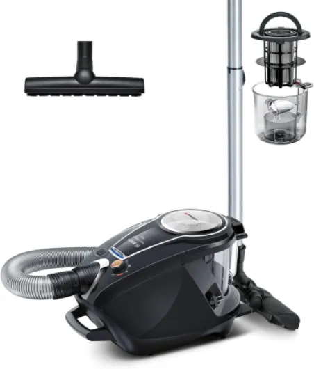 Electroménager Série 8, BGS7MS64, aspirateur traîneau sans Sac ProSilence, extrêmement Silencieux, Technologie SensorBagless et système de Nettoyage Intelligent du Filtre, Noir