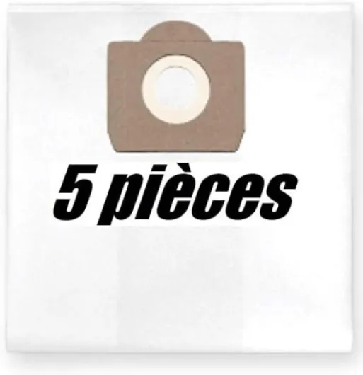 5x Sac Aspirateur compatible avec Parkside PWD 25 (A1, A2, B3, C4), PWD 30 (A1, B1, C1)