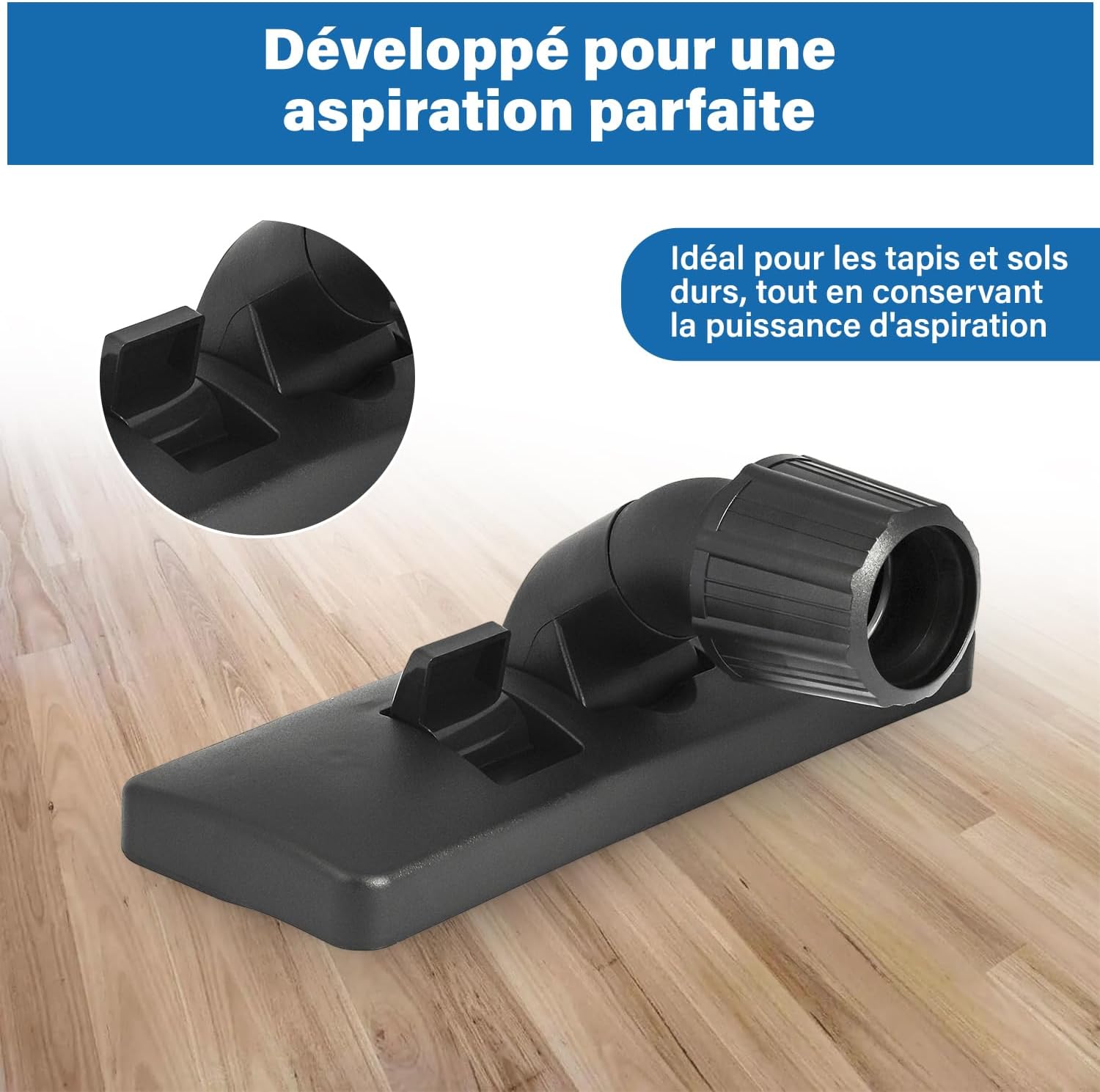 Brosse Universelle - Compatible avec aspirateurs Miele Philips, AEG, Electrolux, Nilfisk, Rowenta Brosse de parquet combinée d'aspirateur, Qualité premium - 30 à 37 mm Large Brosse