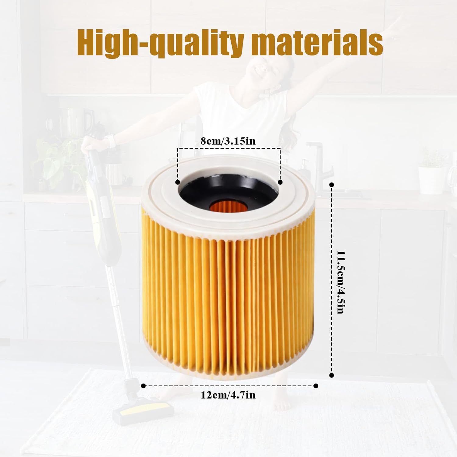 Lot de 2 Filtre à Aspirateur pour Karcher WD Series WD2 WD3 WD3P A2004 MV2 MV3 Filtres à Cartouche, Filtre de Rechange pour Kärcher Aspirateurs Humides et Secs 6.414-552.0/64145520