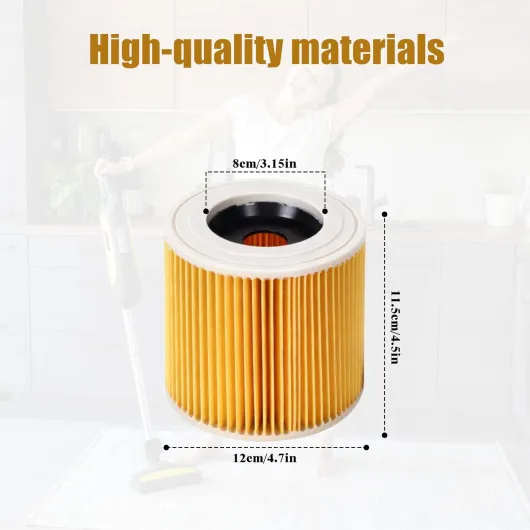 Lot de 2 Filtre à Aspirateur pour Karcher WD Series WD2 WD3 WD3P A2004 MV2 MV3 Filtres à Cartouche, Filtre de Rechange pour Kärcher Aspirateurs Humides et Secs 6.414-552.0/64145520
