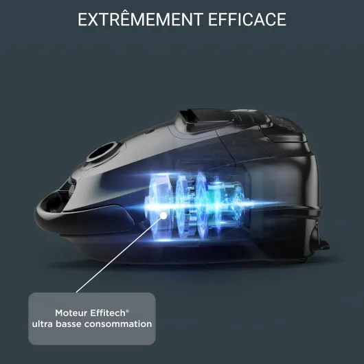 Silence Force Effitech Aspirateur avec Sac, Basse Conso, Silencieux 57 DB(A), Filtration Haute efficacité, Rayon d'action 12 m, 4,5L RO7474EA, Rouge Tanin 6 accessoires
