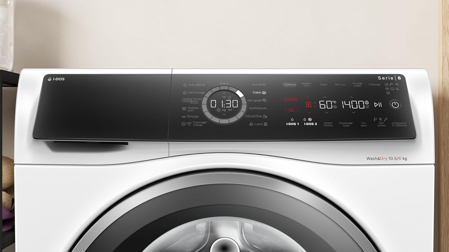 WNC254A0FR, Série 8, Lave-linge séchant, Pose-libre, 10,5 kg, 1400 trs/min, Blanc Série 8 10.5kg Blanc - Wnc254a0fr