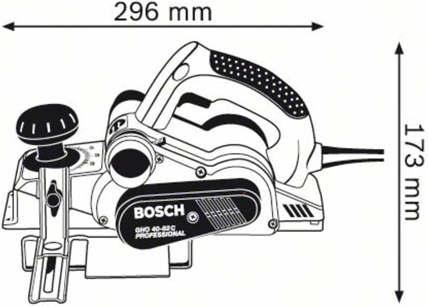 Rabot GHO 40-82 C (puissance 850 W, avec sac à poussière, butée parallèle, butée de profondeur de feuillure, 1 fer de rabot, coffret de transport)