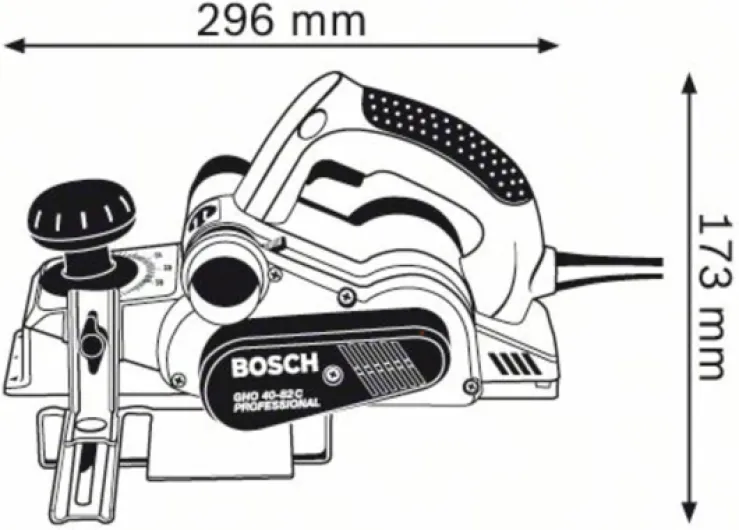 Rabot GHO 40-82 C (puissance 850 W, avec sac à poussière, butée parallèle, butée de profondeur de feuillure, 1 fer de rabot, coffret de transport)
