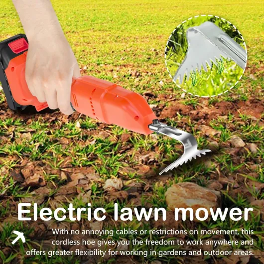Motobineuse Electrique, Motoculteur 21V 2500 TR/Min avec Batterie Lithium Rechargeable et Double Interrupteur Outillage de Jardin avec Profondeur de Travail de 30 mm pour Ameublir Sol et Désherber