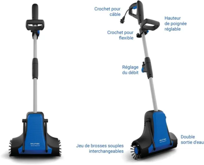 Nettoyeur de terrasse - Nettoyeur électrique pour terrasses en bois avec brosses rotatives et contrôle du débit d'eau (600 W)