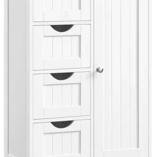 Test VASAGLE LHC41W : le petit meuble de salle de bain qui range pas mal de bazar sans prendre de place