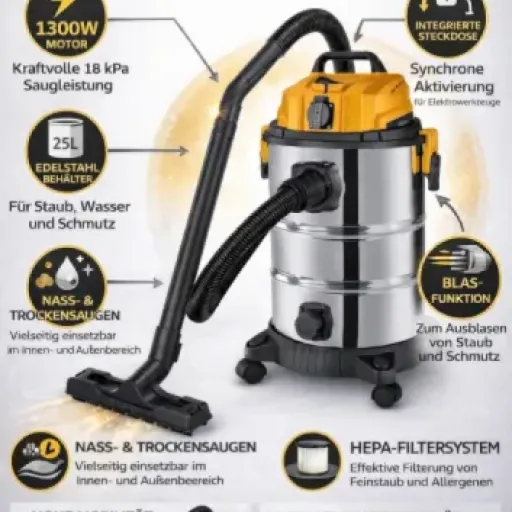 Test COIL Aspirateur eau et poussière 1300 W 25 l : l’aspirateur d’atelier qui fait le boulot sans chichi