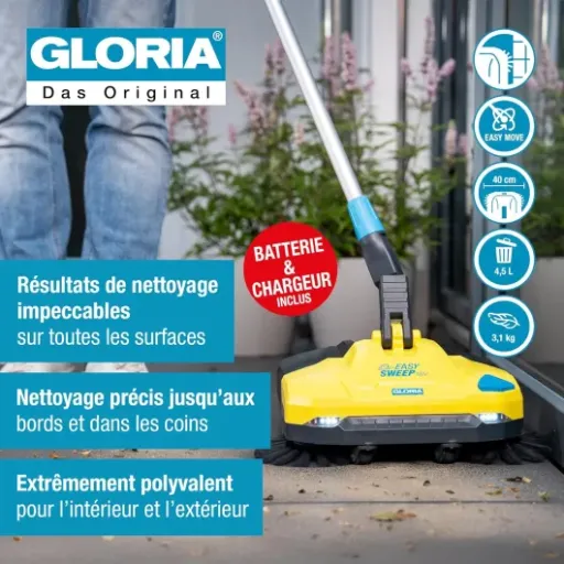 Test Gloria EasySweep 18V : le balai électrique qui remplace (presque) le balai et la pelle