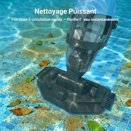 Nettoyeur de piscine sans fil pour piscines hors-sol et jacuzzis – Aspirateur à main sans fil rechargeable, tige télescopique et filtre fin, idéal pour spa, jacuzzi et piscines hors sol