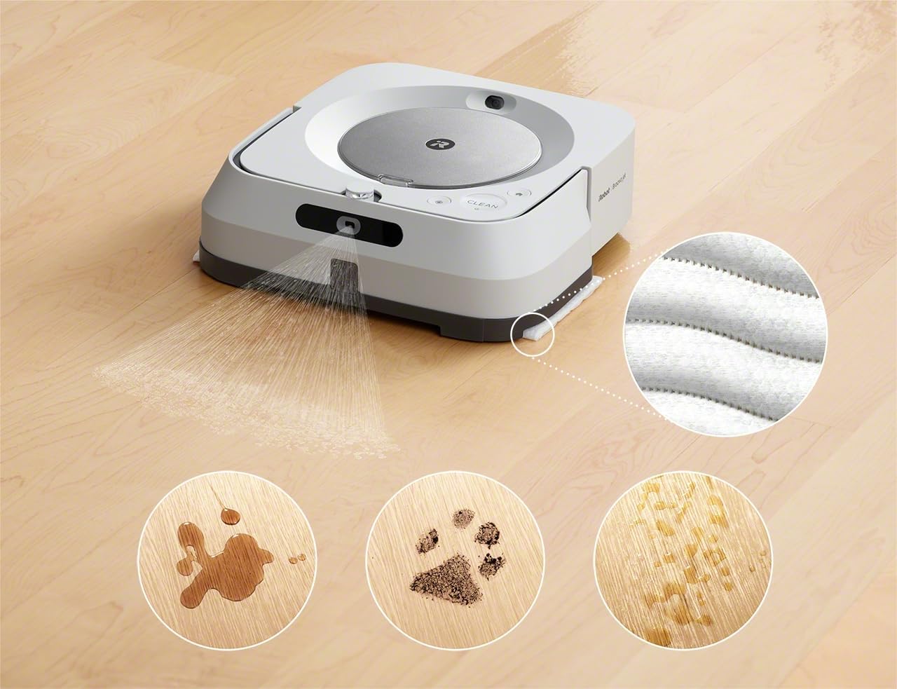 Braava Jet m6 (m6138) Robot Laveur de Sols Premium, Connecté, avec Pulvérisateur d'eau et Navigation Avancée, Cartographie Intelligente, Programmable Via l'Application Home Braava jet m6138 Gris