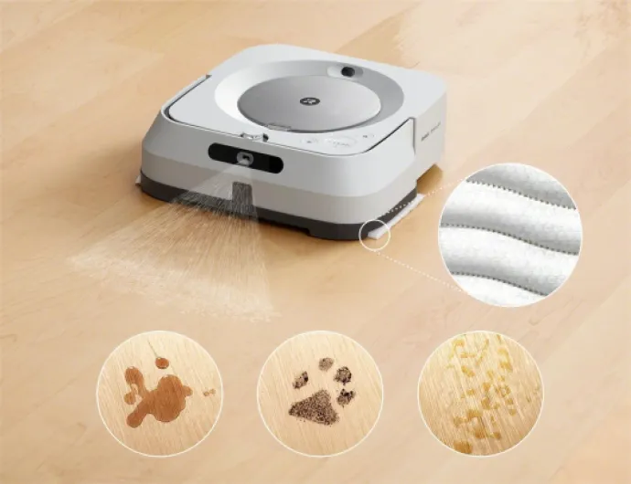 Braava Jet m6 (m6138) Robot Laveur de Sols Premium, Connecté, avec Pulvérisateur d'eau et Navigation Avancée, Cartographie Intelligente, Programmable Via l'Application Home Braava jet m6138 Gris