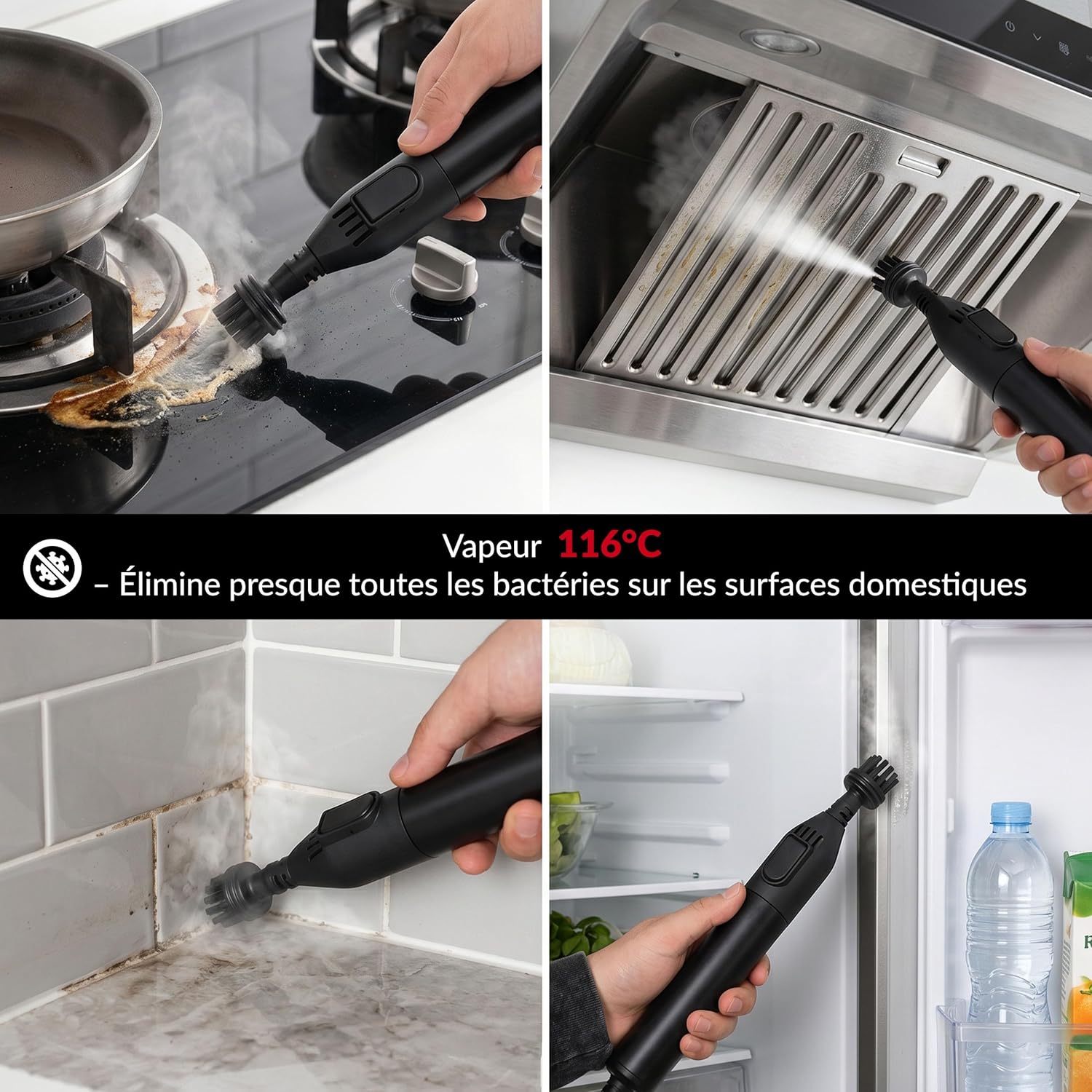 SteamWash 1800 - Nettoyeur Vapeur 4 en 1 & Aspirateur Injecteur Extracteur, Nettoyeur à Main Portable Canapé, Tapis, Voiture, Eau Chaude 60°C, Vapeur 116°C, 16 kPa