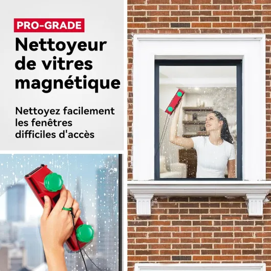 Tyroler The Glider D-4 Lave Vitre Magnétique Double Vitrage - 2-40mm d'Épaisseur - Nettoyeur Vitre Magnétique pour Fenêtres - Lave Vitre Aimanté Double Vitrage - Nettoyage Vitre Magnétique Universal 0.1-1.6" triple window thickness