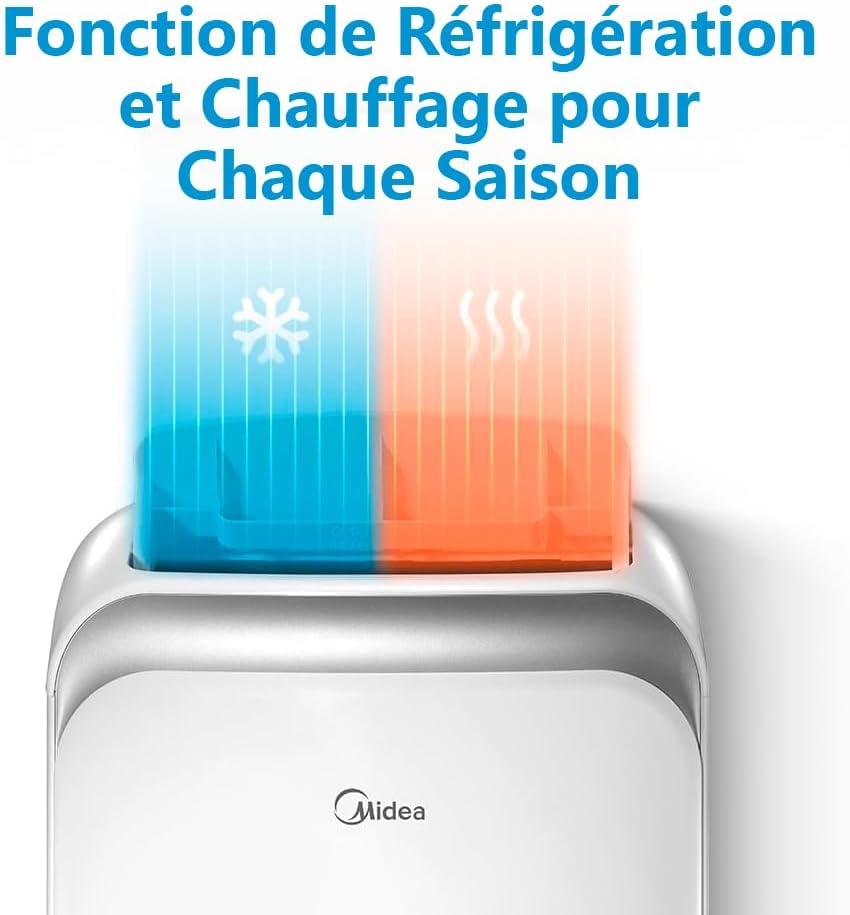 Climatiseur Mobile Silencieux 12000 BTU avec Évacuation - Chauffage et Climatisation Portable Prêt à Poser 3500W - Clim Réversible Split Mobile - Kit de Fenêtre, Télécommande, et pompe a chaleur