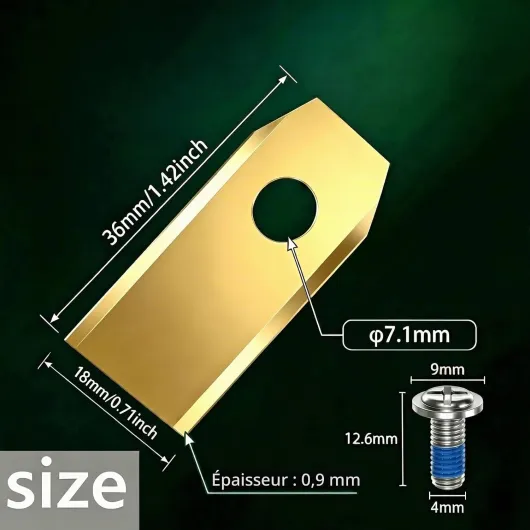 36x Lames de rechange pour tondeuse robot ECOVACS GOAT Série, 0,9 mm, acier inoxydable revêtu de titane, avec vis, boîte de rangement