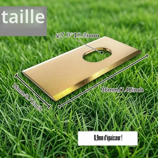 36x Lames de Rechange, Compatibles avec Tondeuses Robot Dreame Série A1/A2/A1 Pro/A1 Ultra/M1/M2, Lames en Acier Inoxydable Revêtues de Titane 0,9 mm avec Boîte de Rangement