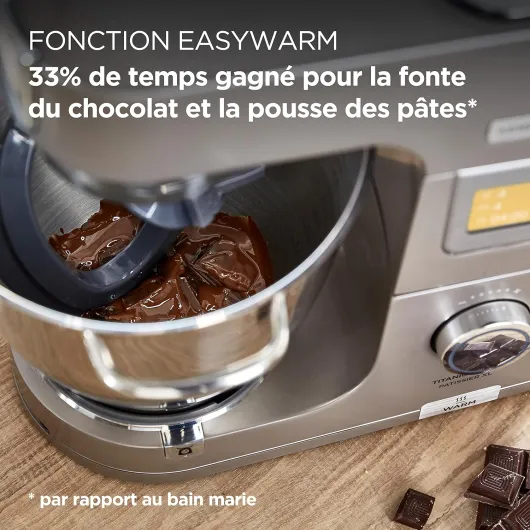 Titanium Chef Patissier XL KWL90.034SI, Robot Patissier Balance Intégrée, Batteur K, Pétrin, Fouet, Batteur Souple, Deux Bols, Couvercle Anti-Projections, 1400W, Acier, Argent Unique