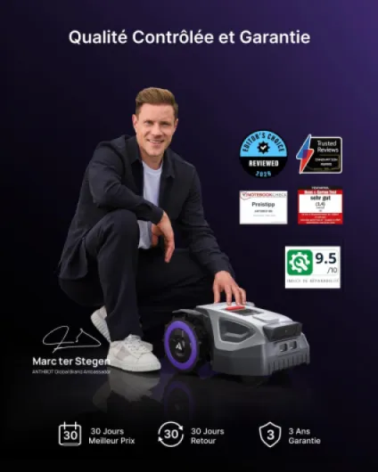 Robot Tondeuse M5, 500-700㎡，150㎡/h, NetRTK + 4G, Cartographie Automatique, Double Vision IA, Gestion Multi-Zones, APP Control, 3-7CM Réglage de la Hauteur de Coupe