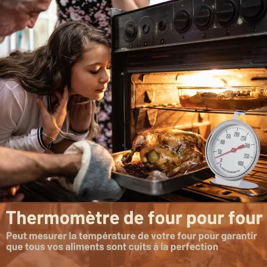 Thermomètre De Four, 0-400 ℃ Thermomètre À Cadran En Acier Inoxydable À Lecture Instantanée Jauge De Température Du Four De Cuisine Cadran Debout Jauges Avec Grand Cadran Pour Cuisson Des Aliments