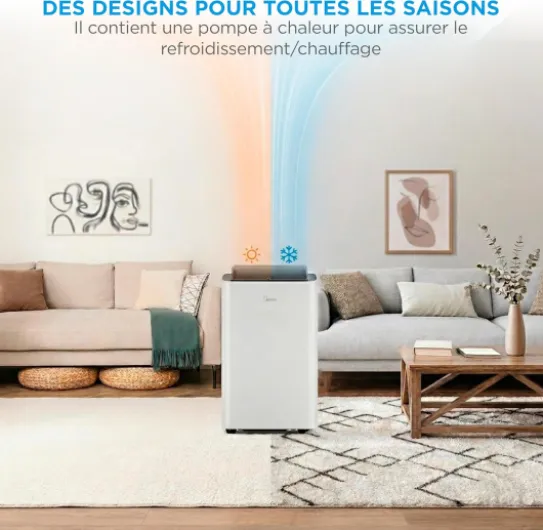 Climatiseur Mobile Silencieux 12000 BTU avec Évacuation - Chauffage et Climatisation Portable Prêt à Poser 3500W - Clim Réversible Split Mobile - Kit de Fenêtre, App Control et Pompe a Chaleur 12000 BTU (unité thermique britannique)