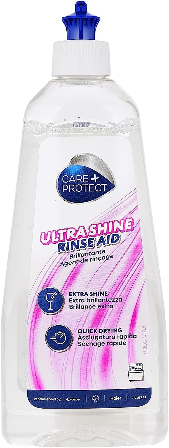 CARE+PROTECT Liquide de Rinçage Brillance Extra - Universel Pour tous les Lave-Vaisselle - Puissant Contre les Taches - Favorise Un Séchage Plus Rapide - 500ml 500 ml (Lot de 1) liquide de Rinçage Brillance Extra