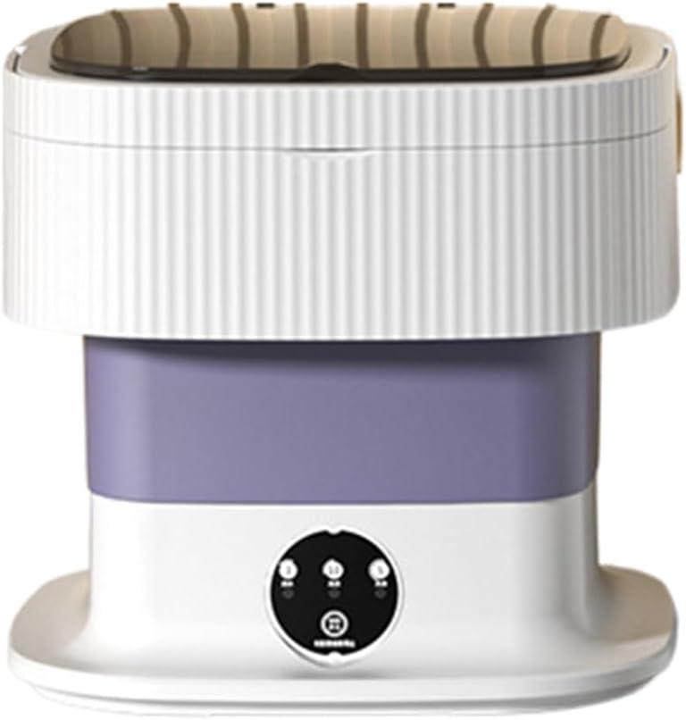 Wdesrgt Machine à Laver Portable Mini Laveuse 60W Petite Machine à Laver Sèche-Linge Pliable Compact Manuel Vêtements Prise UE A Violet