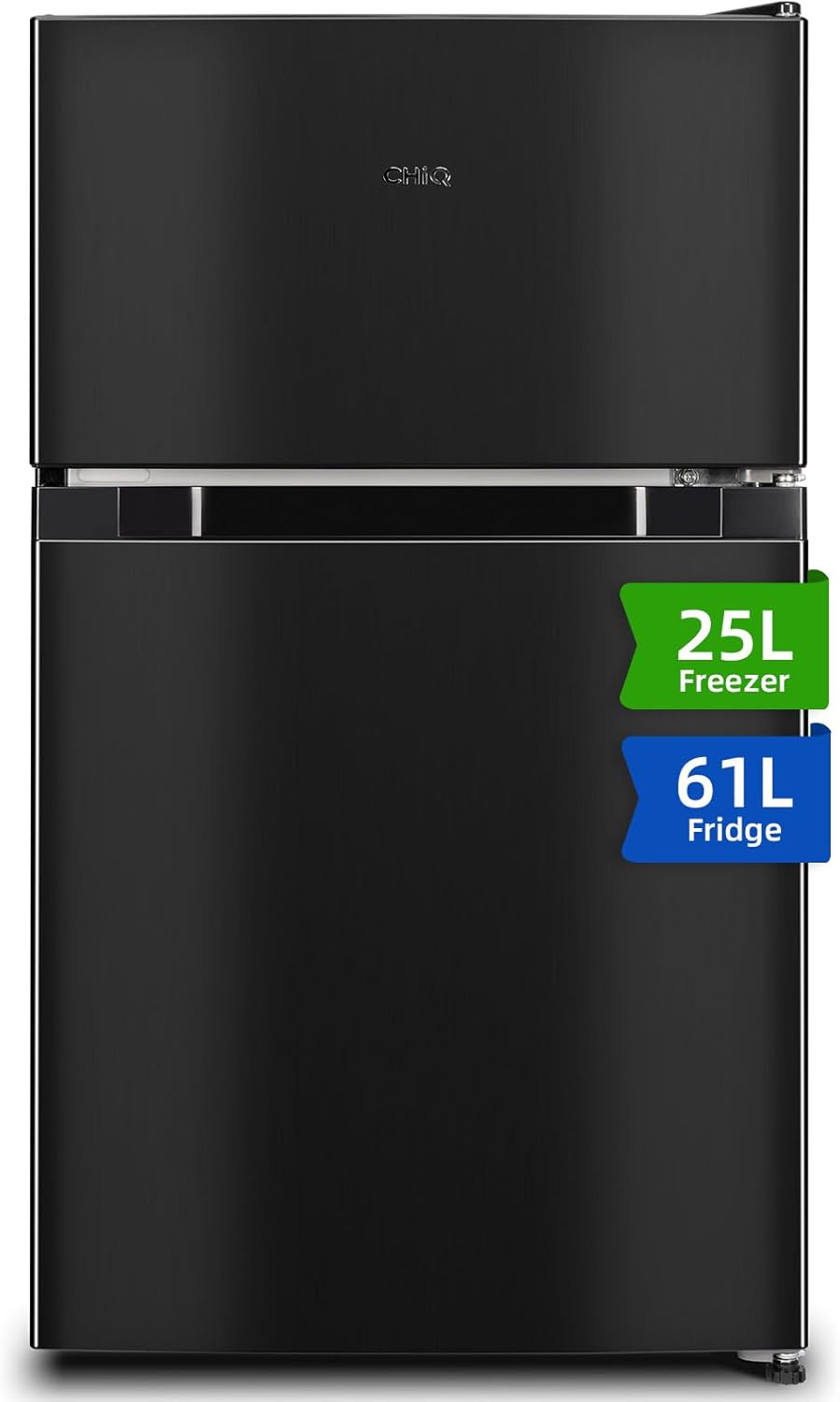 FTM86L4E Réfrigérateur congélateur, 86 L (61/25), Petit réfrigérateur avec 2 portes, Congélation 4 étoiles, Casier à bouteilles, Thermostats réglables, Faible bruit, Foncé 2023 86L Combi-E