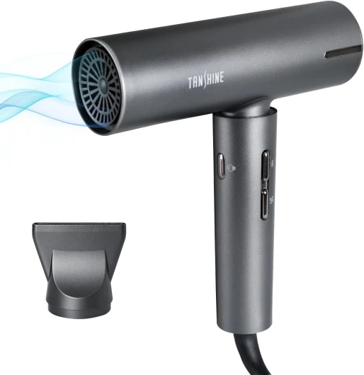 TANSHINE Sèche Cheveux, 2 Millions de Négatif Ion Sèche-Cheveux, 110,000 RPM Brushless Moteur Sèche-Cheveux à Séchage Rapide, 2000W Thermostat Intelligent pour Protéger Les Cheveux, Gris Foncé