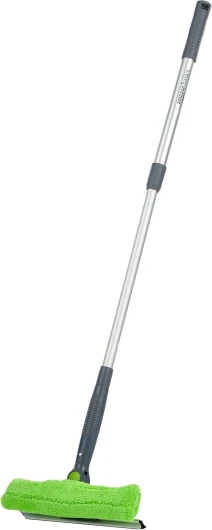 Extensible pour fenêtre avec tête rotative à 180° et manche télescopique de 66 à 96,5 cm, parfaite pour nettoyer les fenêtres, miroirs, carreaux, Vert, Noir