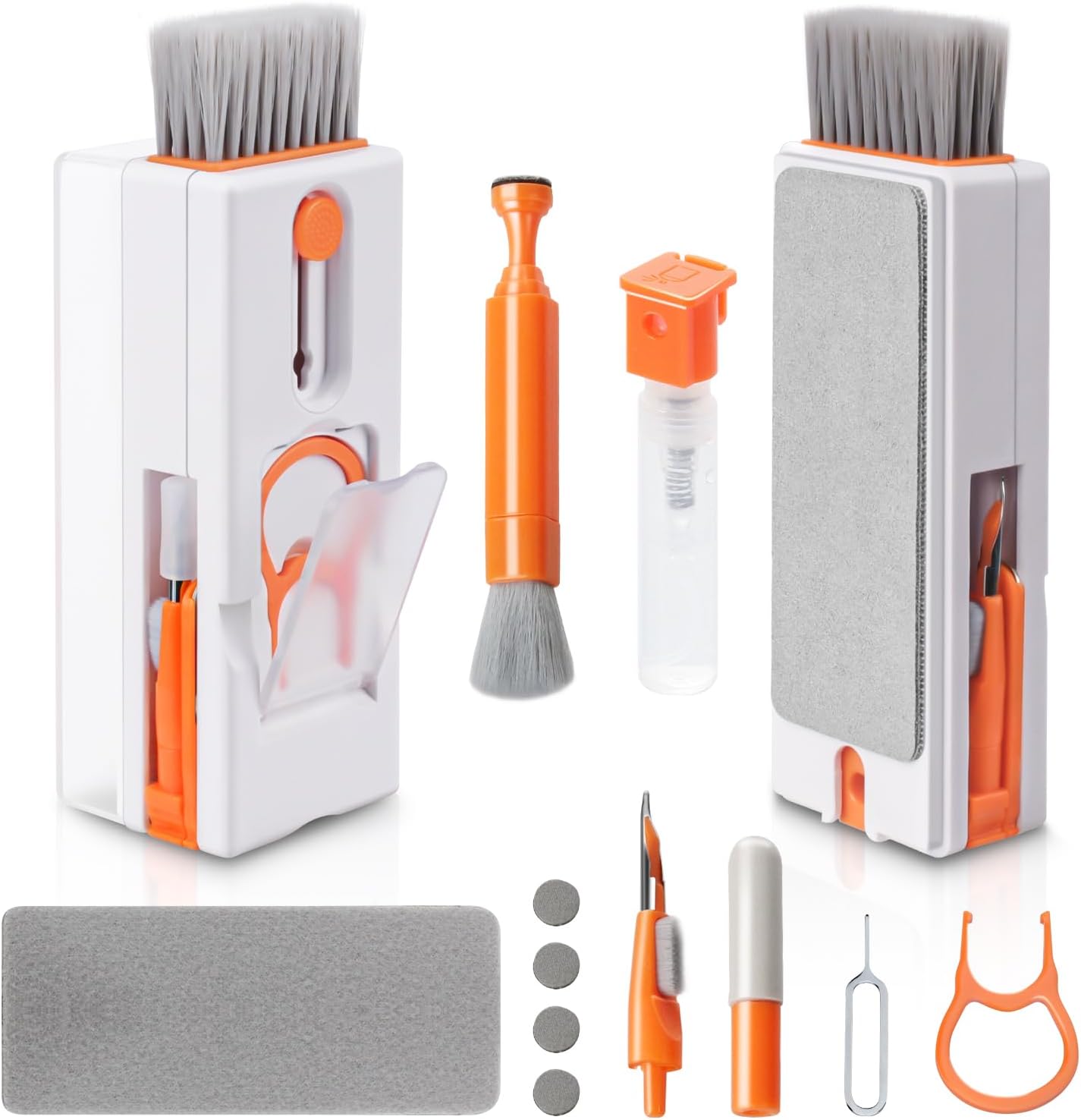 Alyvisun Kit Nettoyage Clavier, 11 en 1 Nettoyeur Claviers PC Multifonctionnel, Keyboard Cleaner Brosse à Outils, pour Tablette, Téléphones, Ordinateur, Écouteurs, Orange