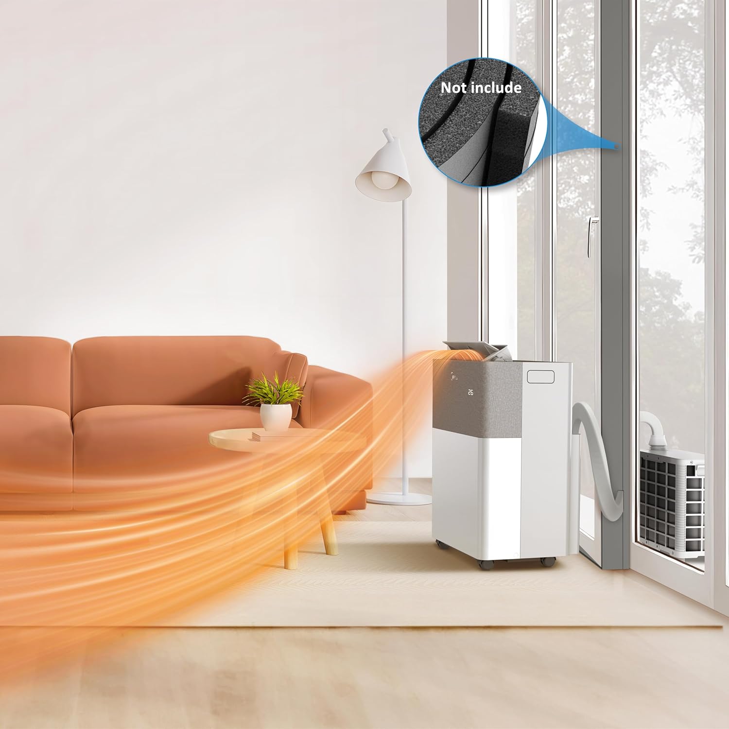 Portasplit - Pompe à chaleur mobile - Refroidissement A++/chauffage A+, 12 000 BTU 3,5 kW - Pour pièces jusqu'à 42 m²/105 m³ - Seulement 39 dB(A) en mode silencieux