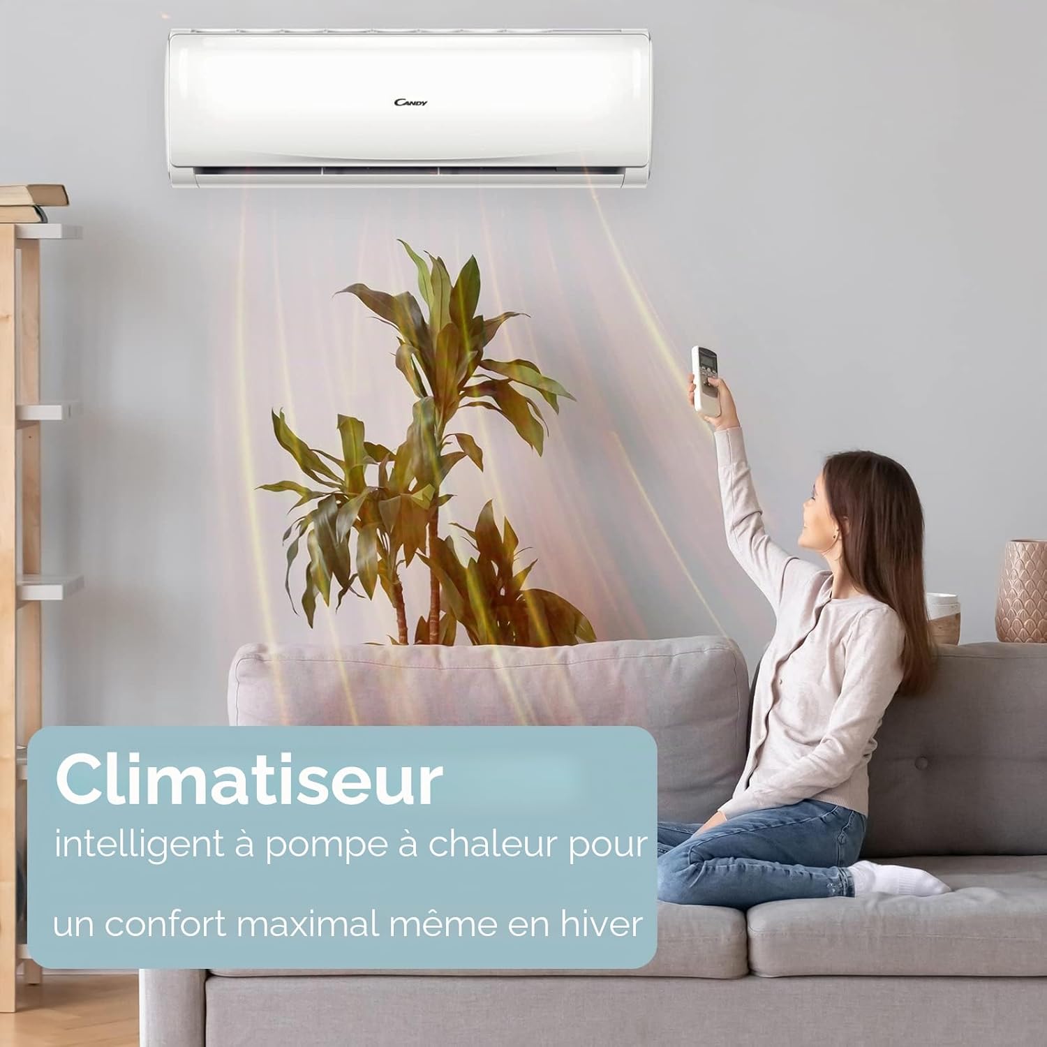 , Climatiseur Smart Linea Pura 9000 Btu, 19 dBA, pompe à chaleur air chaud, auto-nettoyage, contrôle distant 9000 Btu Monosplit