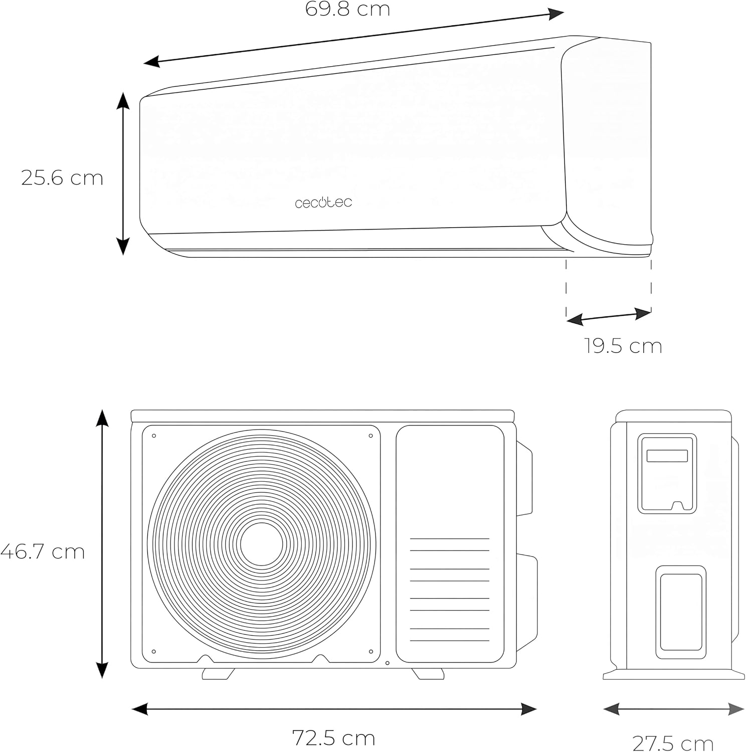 Air Conditioning Split Airclima 9000 SmartFresh - 9000 BTU, moteur DC, pompe à chaleur, télécommande, écran LED, système d'onduleur, 5 modes, 8 vitesses, couverture de 16 m2 9000 BTU Télécommande