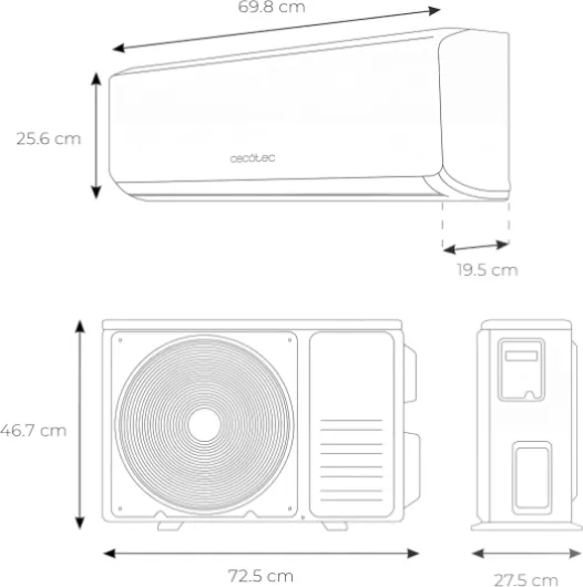 Air Conditioning Split Airclima 9000 SmartFresh - 9000 BTU, moteur DC, pompe à chaleur, télécommande, écran LED, système d'onduleur, 5 modes, 8 vitesses, couverture de 16 m2 9000 BTU Télécommande