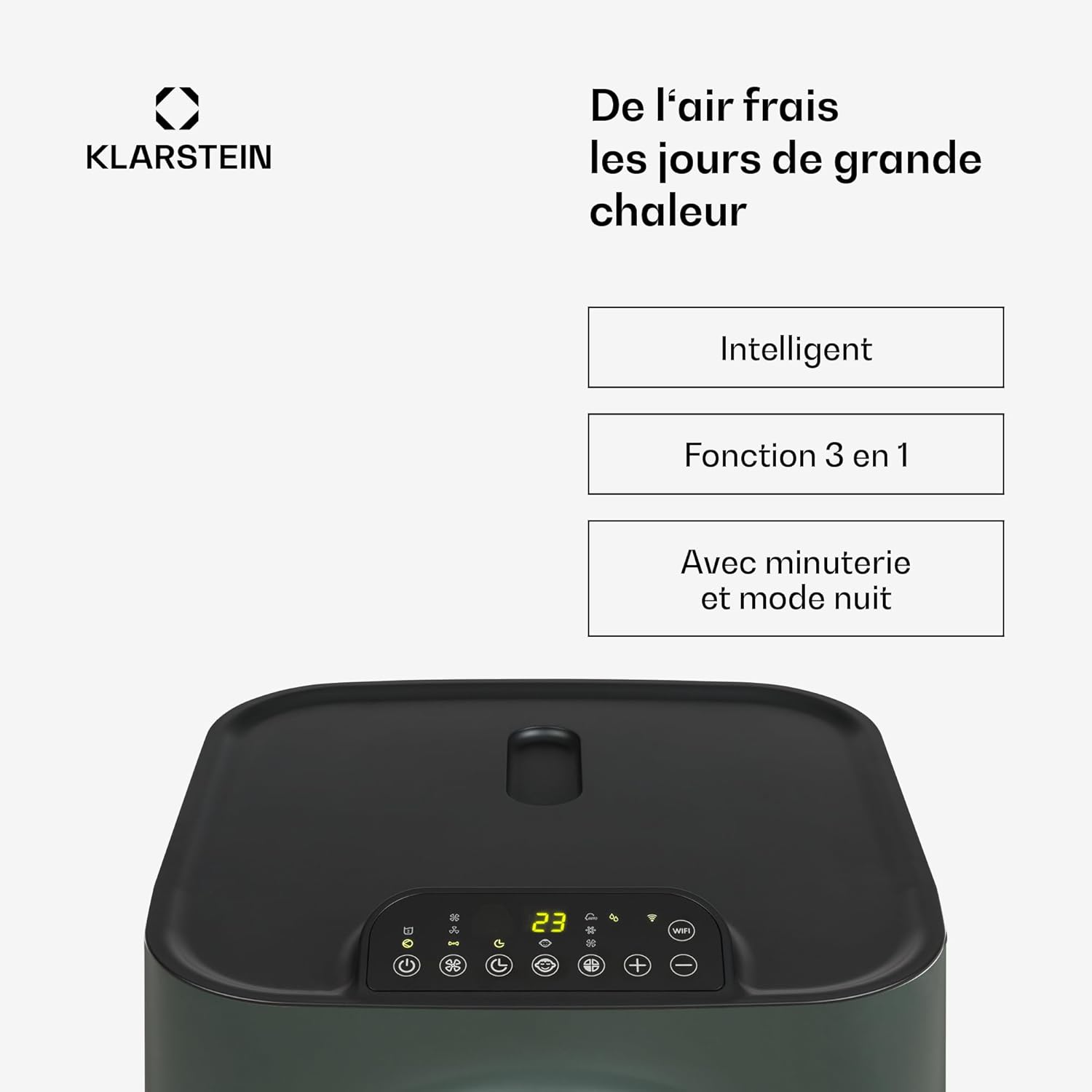 Kraftwerk Smart 10K Climatiseur Mobile - 10,000 BTU, 29-49 m², Silencieux 50 dB, App & Alexa, Déshumidificateur 23 l/h, Ventilateur 440 m³/h, Télécommande, Kit Fenêtre Inclus, Anthracite Anthracite 10.000 BTU / 2,9 kW - Chambres jusqu'à 49 m²